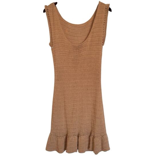 Theory Sz M Crochet Mini‎ Dress Ruffle Hem Beach Festival Boho Summer Vacation - Picture 2 of 10